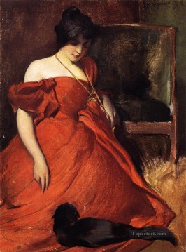  White Oil Painting - Black and Red John White Alexander